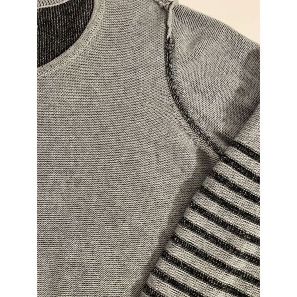 Tribal‎ Grey Black Striped Women's Sweater XL Long Sleeved Rough Hem Thick Heavy - Picture 4 of 10